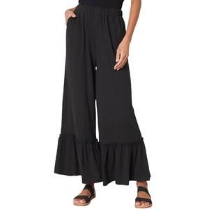 NEW SUGARLIPS ryder ruffle wide leg cotton knit pants in black